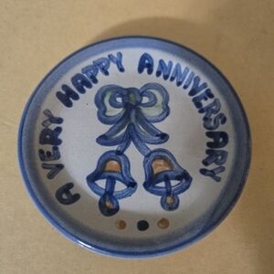 M. A. Hadley Blue Ceramic Anniversary Mini Plate Coaster 4.25 Inches